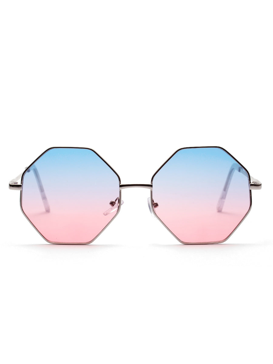 Diamond Polygon Color Clear Lens Sunglasses