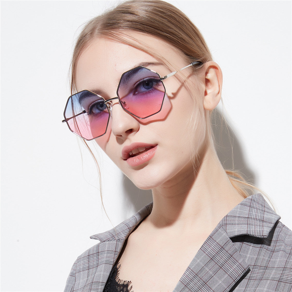 Diamond Polygon Color Clear Lens Sunglasses