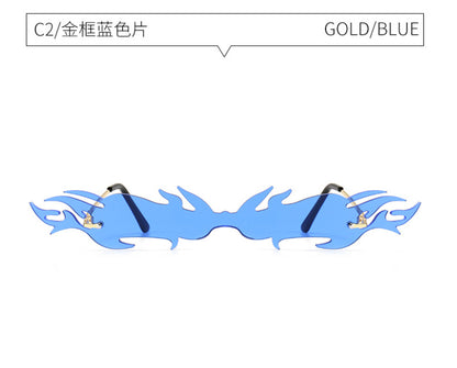 Flame One-piece Sunglasses Men And Women Catwalk Decorative Sunglasses