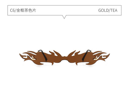 Flame One-piece Sunglasses Men And Women Catwalk Decorative Sunglasses