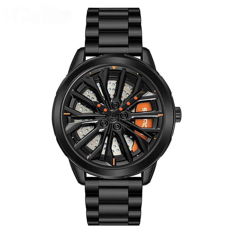 Men's Fashion Wheel Series Good Luck Comes Watch Trendy Unique Casual